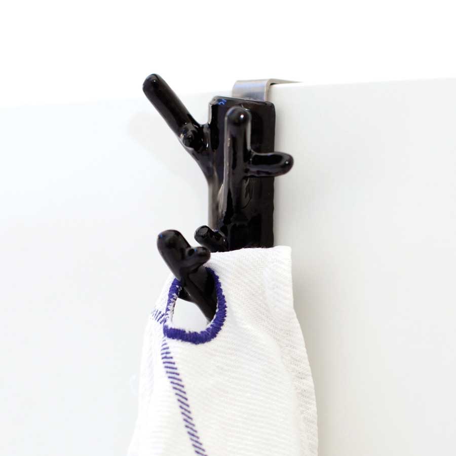 Branch Hanger Cabinet hook Mini - Black Brown. 5,5x9x4 cm. Cast iron
