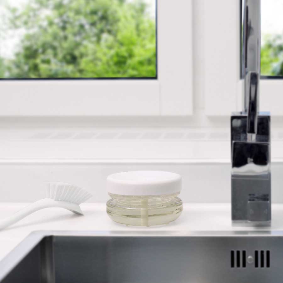 Sustainable Dish Soap Dispenser Do-Dish™ - White/Clear. 10x10x6 cm. PET, plastic - 4