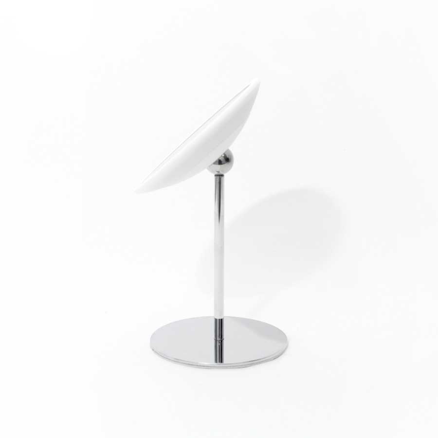 AirMirror™ Table Stand. Detachable Make-up Mirror X15 - Chromed steel base. White mirror. ø 16,5 cm, 3 cm depth. Glass. Silicone - 5
