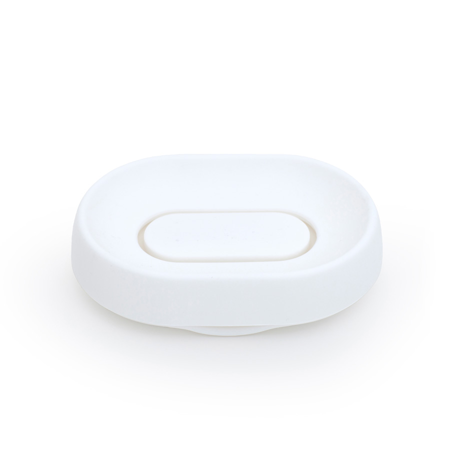 Silicone Soap Saver Flow PLUS. Oval. Hidden runoff spout - White. 14x10x3,5 cm. Silicone - 2