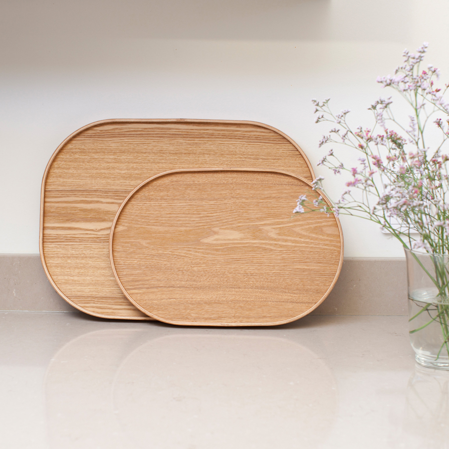 Serving Tray Anti-Slip CurveLine. Large - Willow wood. 47x34x3 cm. (Fraxinus mandschurica), - 2