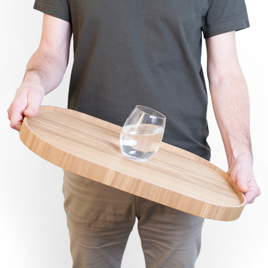 Serving Tray Anti-Slip CurveLine. Large - Willow wood. 47x34x3 cm. (Fraxinus mandschurica), - 4
