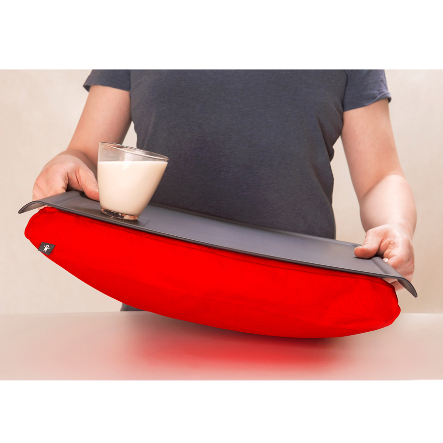 Laptray Anti-Slip Black tray. Red cushion. Matte non-slip surface