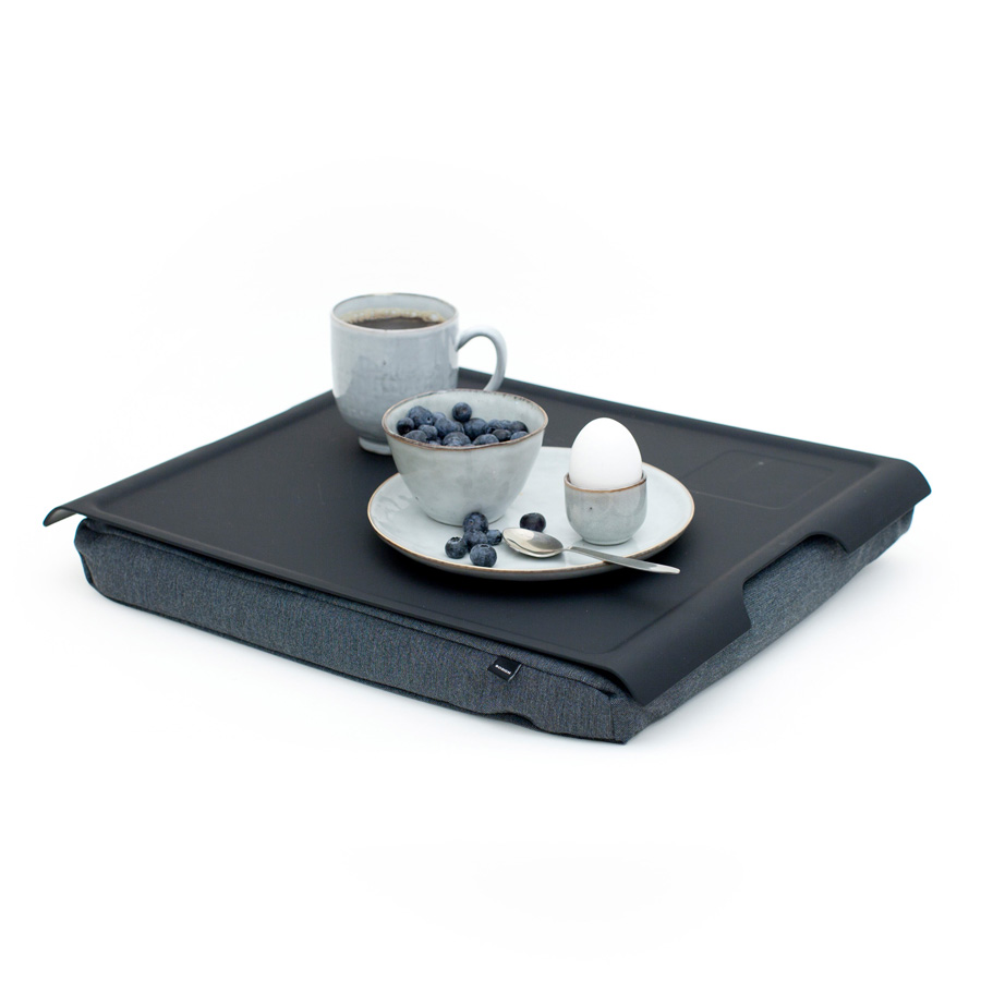Laptray Anti-Slip. Large - Black/Salt & Pepper Gray cushion. 46x38x6,5 cm. Plastic, Cotton mix - 6