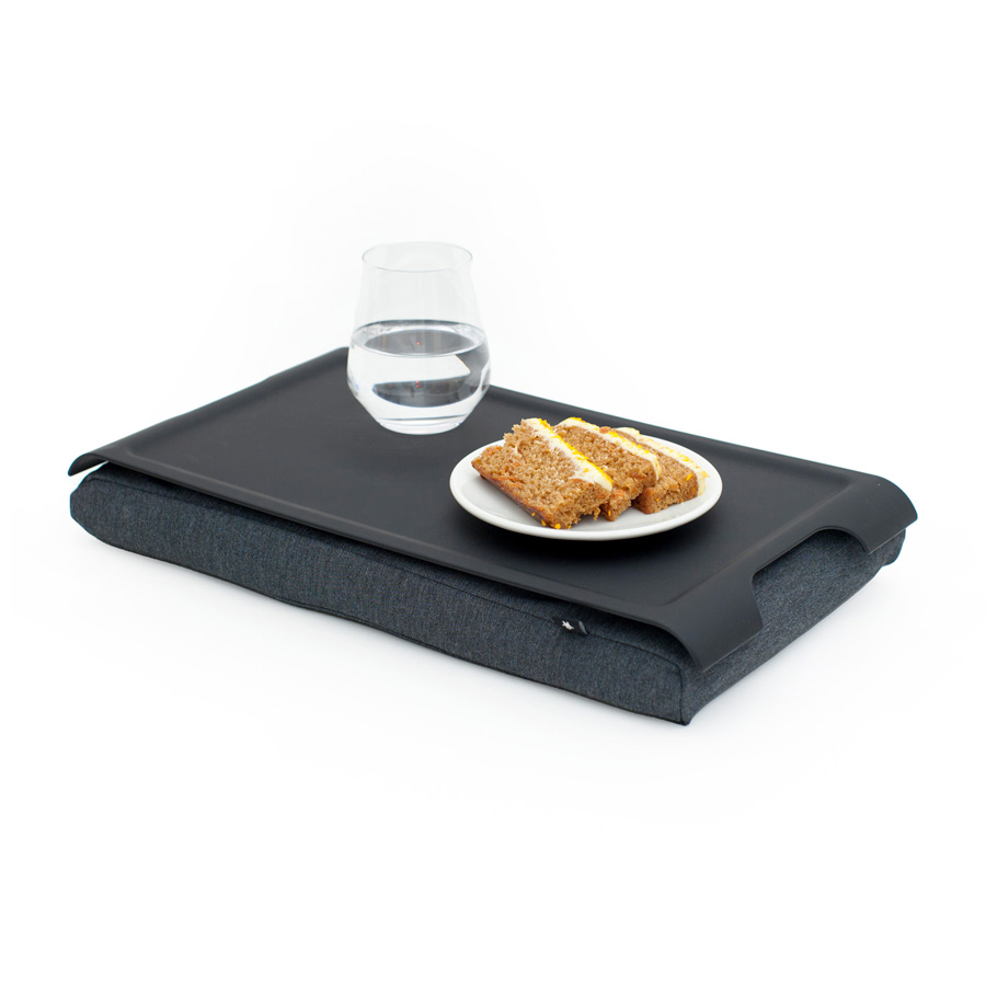 Mini Laptray Anti-Slip - Black/Salt & Pepper Gray cushion. 46x23x6,5 cm. Plastic, cotton - 7