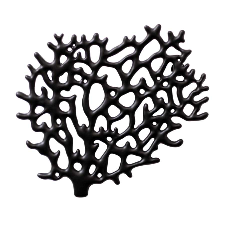 Coral Jewelry Holder - Matte black. 22x18,5x2,5 cm. Lacquered cast zinc