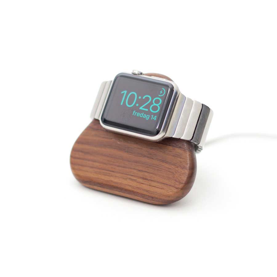 Bosign Apple Watch Charging Station - Tetra Nightstand -  6x6x8 cm. Solid Walnut wood (oiled) (Juglans Nigra L, USA)