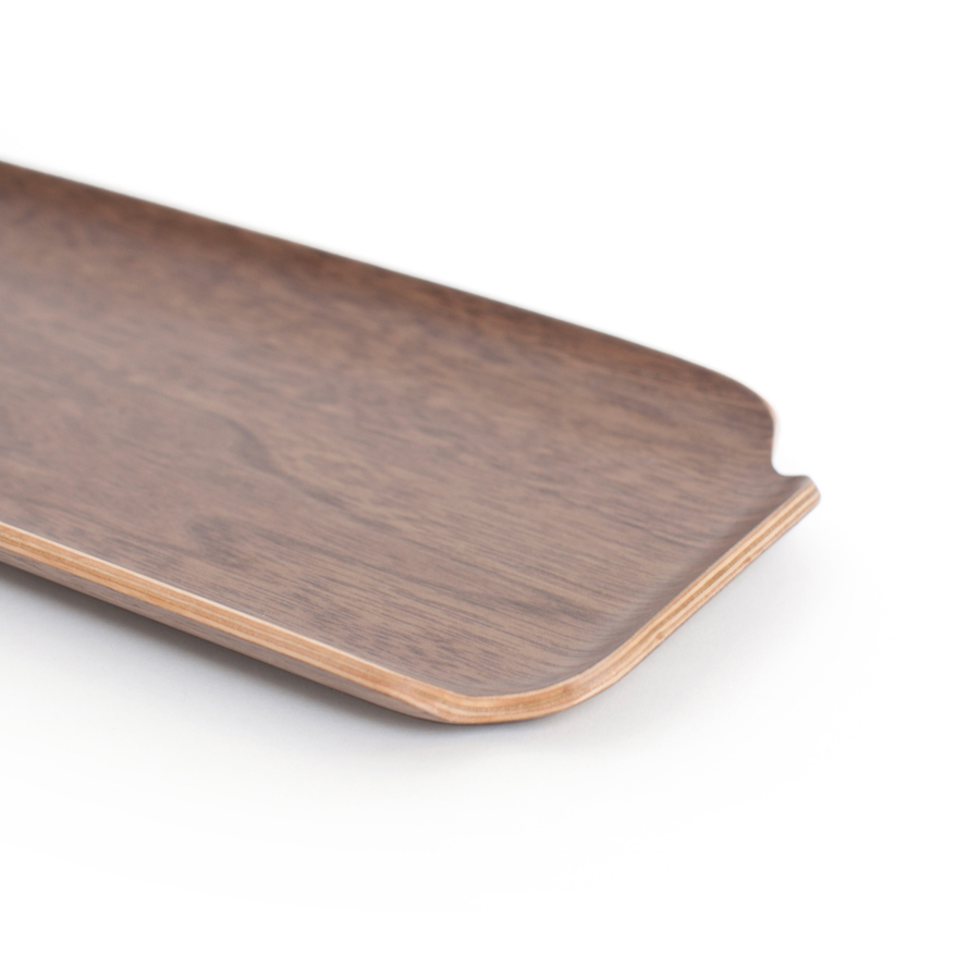 Water & Oil Resistant Wood Vanity Organiser for Bathroom. Walnut Wood Tray LEAF - Walnut wood. Satin matt finish. 33x11,5x1,5 cm. Walnut (Juglans nigra, from USA) - 6