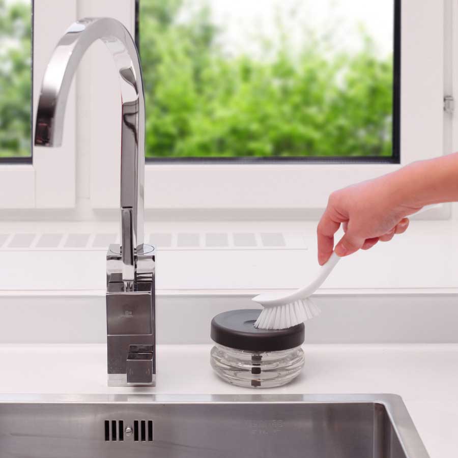 Sustainable Dish Soap Dispenser Do-Dish™ - Graphite Gray/Clear. 10x10x6 cm. PET, plastic - 1