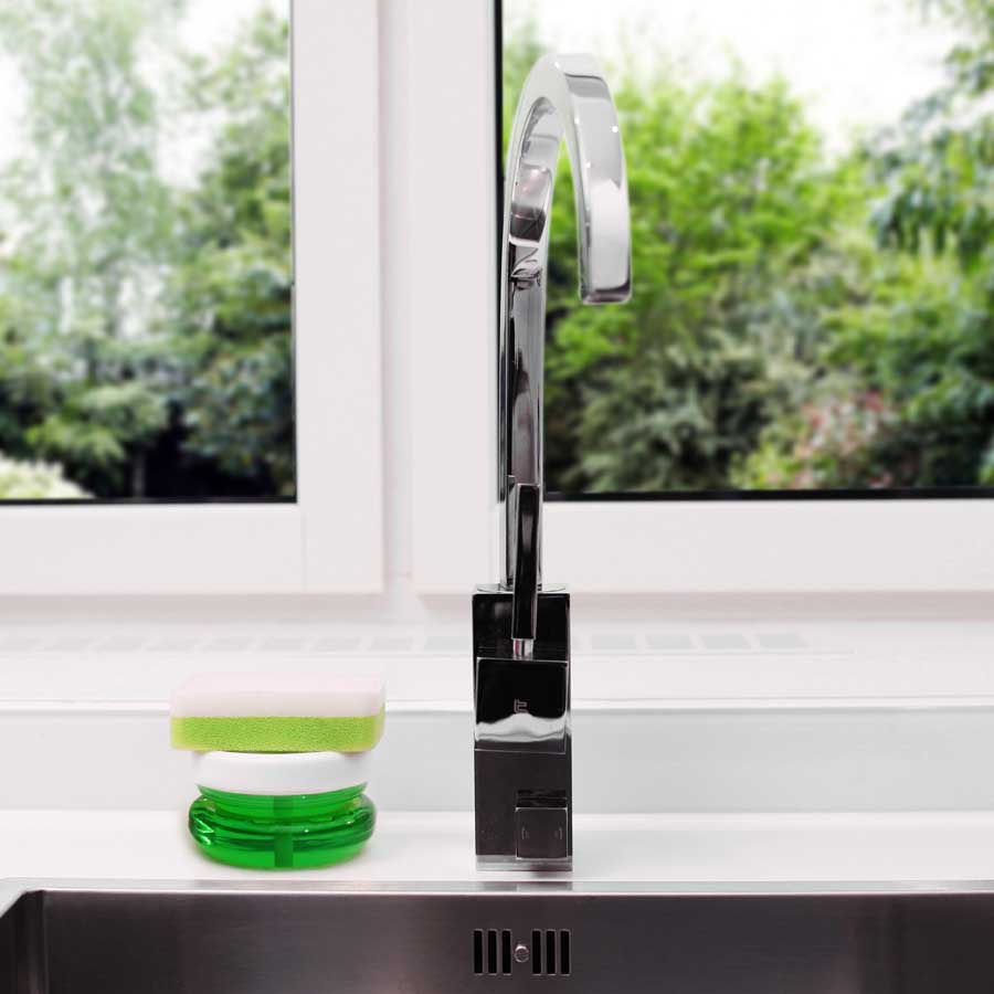 Sustainable Dish Soap Dispenser Do-Dish™ - Graphite Gray/Clear. 10x10x6 cm. PET, plastic - 6