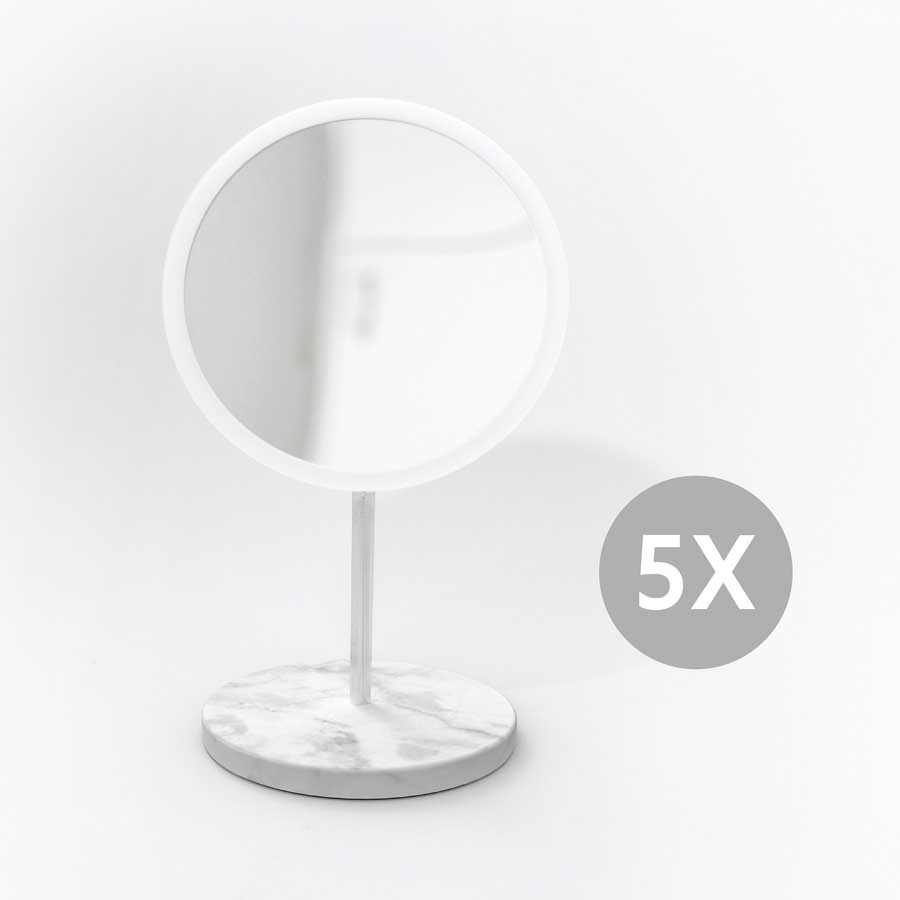 Detachable Make-up Mirror X5 AirMirror™ - Marble stone base. White mirror.Magnetic fastener. ø 16,5 cm, 3 cm depth. Glass. Silicone
