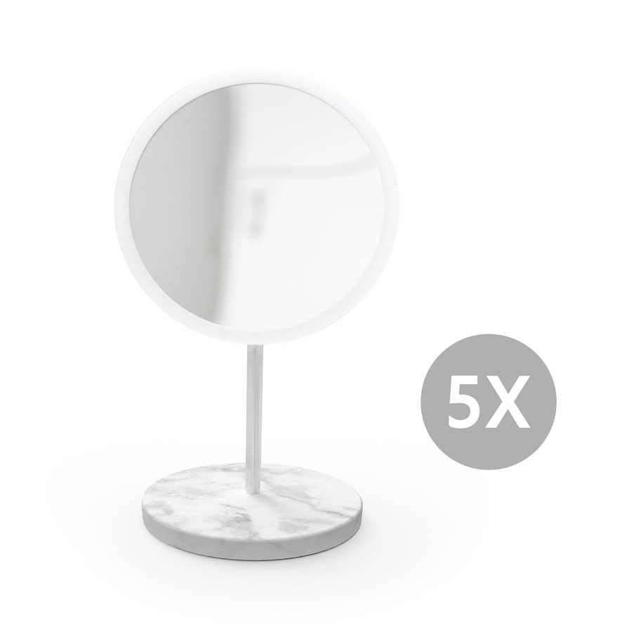 Detachable Make-up Mirror X15 AirMirror™ - Marble stone base. White mirror.Magnetic fastener. ø 16,5 cm, 3 cm depth. Glass. Silicone - 9