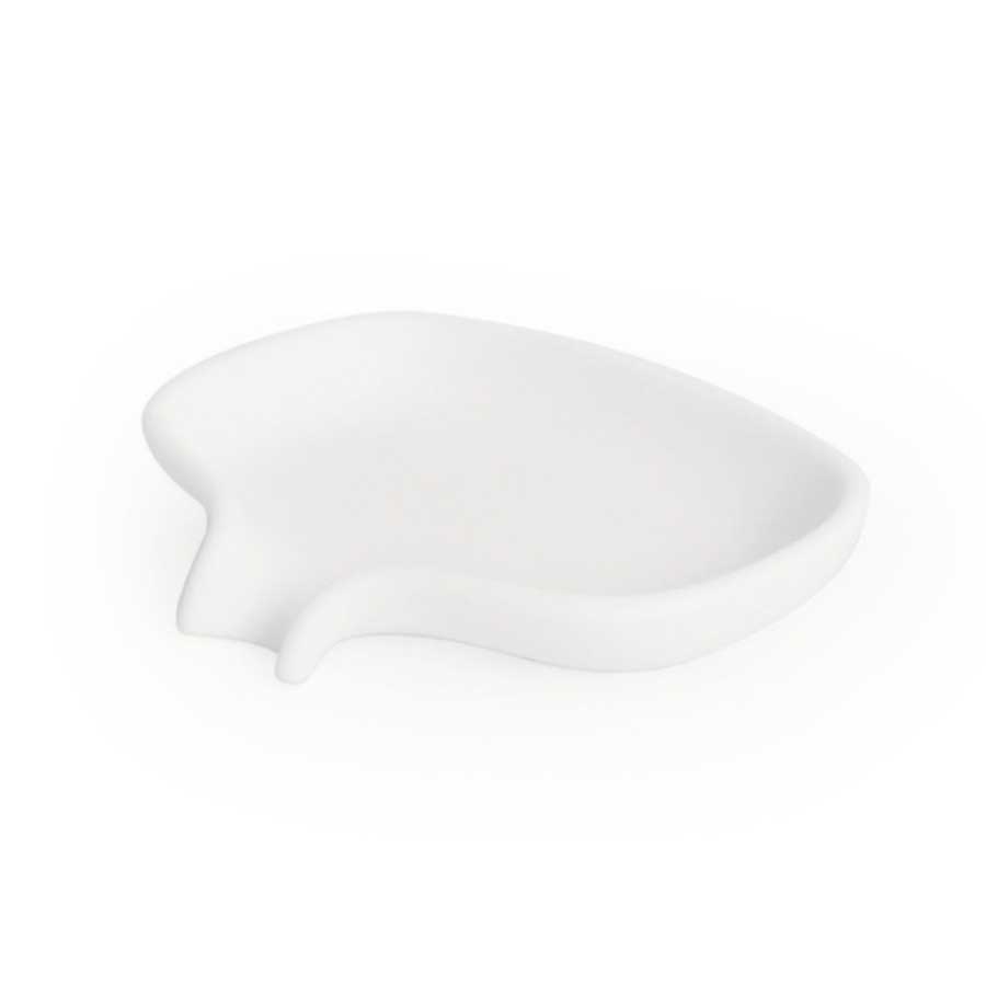 Soap dish with draining spout. SMALL - White. 10,8x8,5x2 cm. Silicone