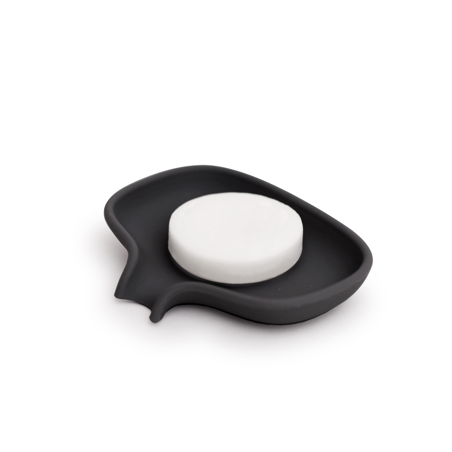 Soap dish with draining spout. SMALL - Black. 10,8x8,5x2 cm. Silicone - 1