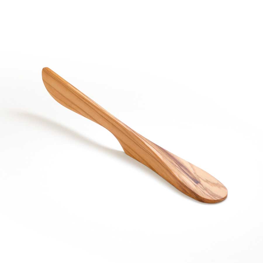 Self Standing Spreader Knife Air. Large Solid Olive Wood